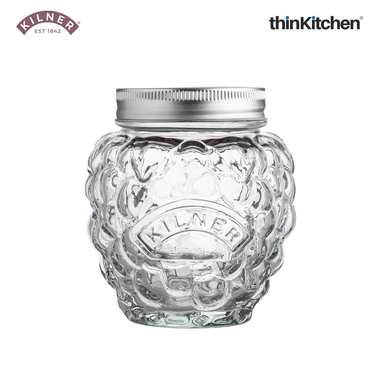 Kilner Premium 2 Pcs x 400ml Berry Shaped Airtight Preserve Glass Jars for Kitchen Storage, ideal for Jams, Chutneys | Multipurpose, Eco-Friendly, Reusable Transparent Glass Containers