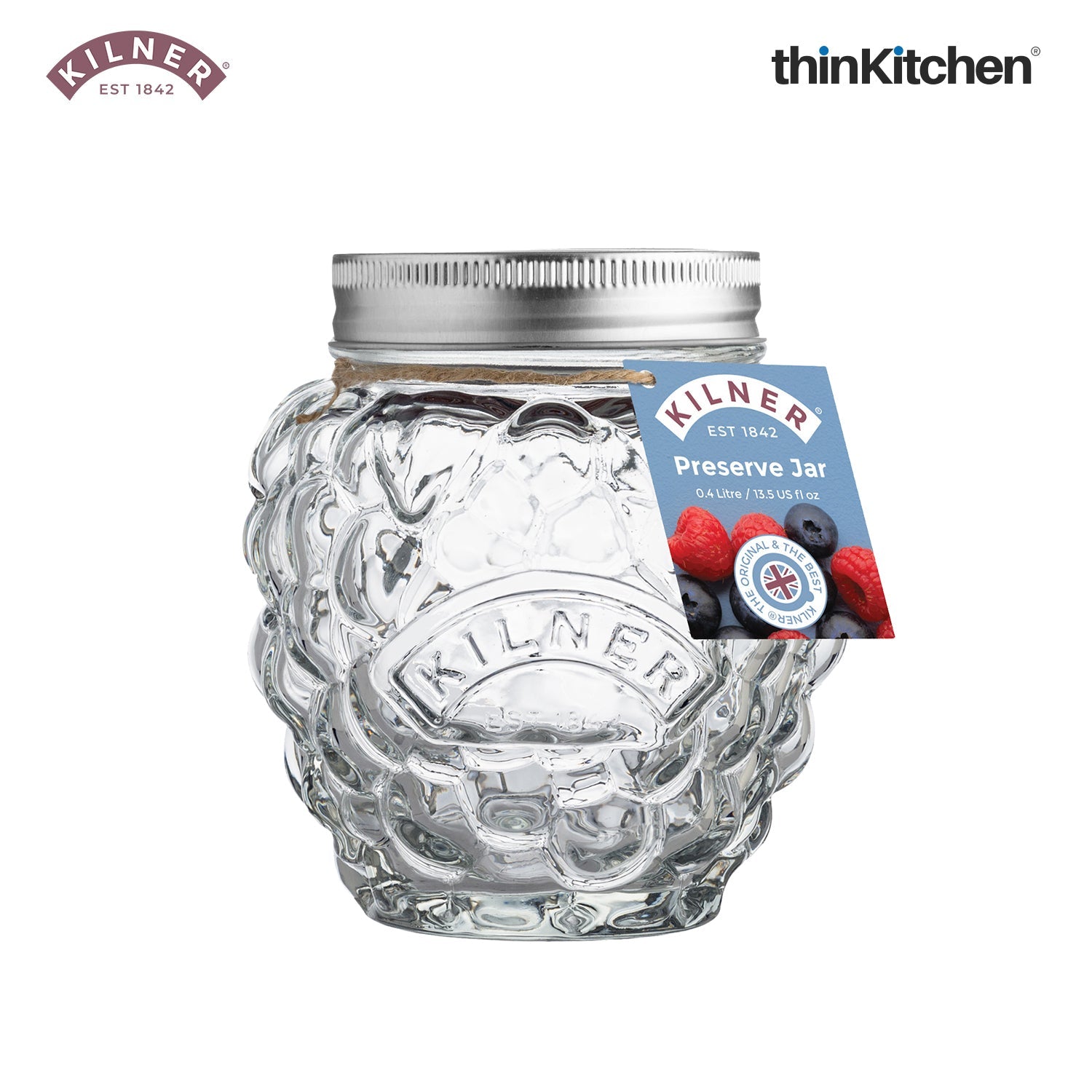 Kilner Premium 2 Pcs x 400ml Berry Shaped Airtight Preserve Glass Jars for Kitchen Storage, ideal for Jams, Chutneys | Multipurpose, Eco-Friendly, Reusable Transparent Glass Containers - 4