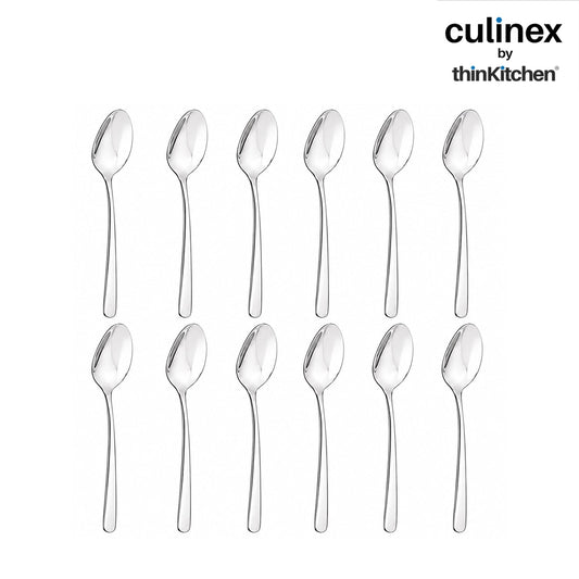 Culinex 18/8 Premium Stainless Steel 6.3" Tea Spoon Set of 12 for Dining Table, Kitchen - Dora| Small Spoons Ideal for Tea, Coffee, Spices, Dessert, Silver Rustproof Flatware By thinKitchen