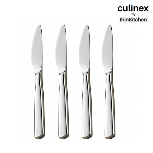 Culinex Premium Stainless Steel 8.5" Knife Set of 4 for Dining Table, Kitchen | Rustproof Dinner Knives, Silver Flatware by thinKitchen (Essen)