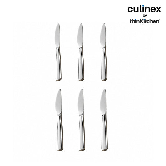 Culinex Premium Stainless Steel 8.5" Knife Set of 6 for Dining Table, Kitchen | Rustproof Dinner Knives, Silver Flatware by thinKitchen (Essen)