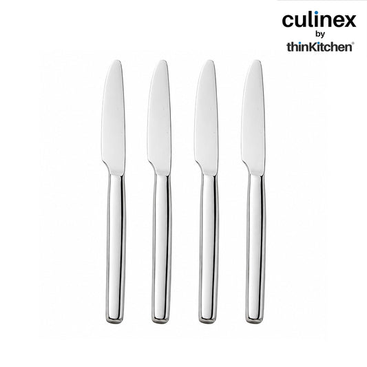 Culinex Premium Stainless Steel 8.5" Knife Set of 4 for Dining Table, Kitchen | Rustproof Dinner Knives, Silver Flatware by thinKitchen (Queen)