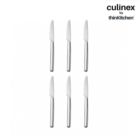 Culinex Premium Stainless Steel 8.5" Knife Set of 6 for Dining Table, Kitchen | Rustproof Dinner Knives, Silver Flatware by thinKitchen (Queen)