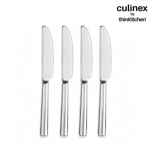 Culinex Premium Stainless Steel 8.5" Knife Set of 4 for Dining Table, Kitchen | Rustproof Dinner Knives, Silver Flatware by thinKitchen (Peru)