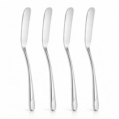 Culinex 18/8 Premium Stainless Steel 2.5" Butter Knife Set of 4 for Kitchen, Butter Jam Spreader | Silver Rustproof Flatware Tableware By thinKitchen