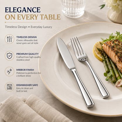 Culinex Stainless Steel 8.5" Premium Knife Set of 2 for Dining Table, Kitchen | Rustproof Dinner Knives, Silver Flatware by thinKitchen (Essen)