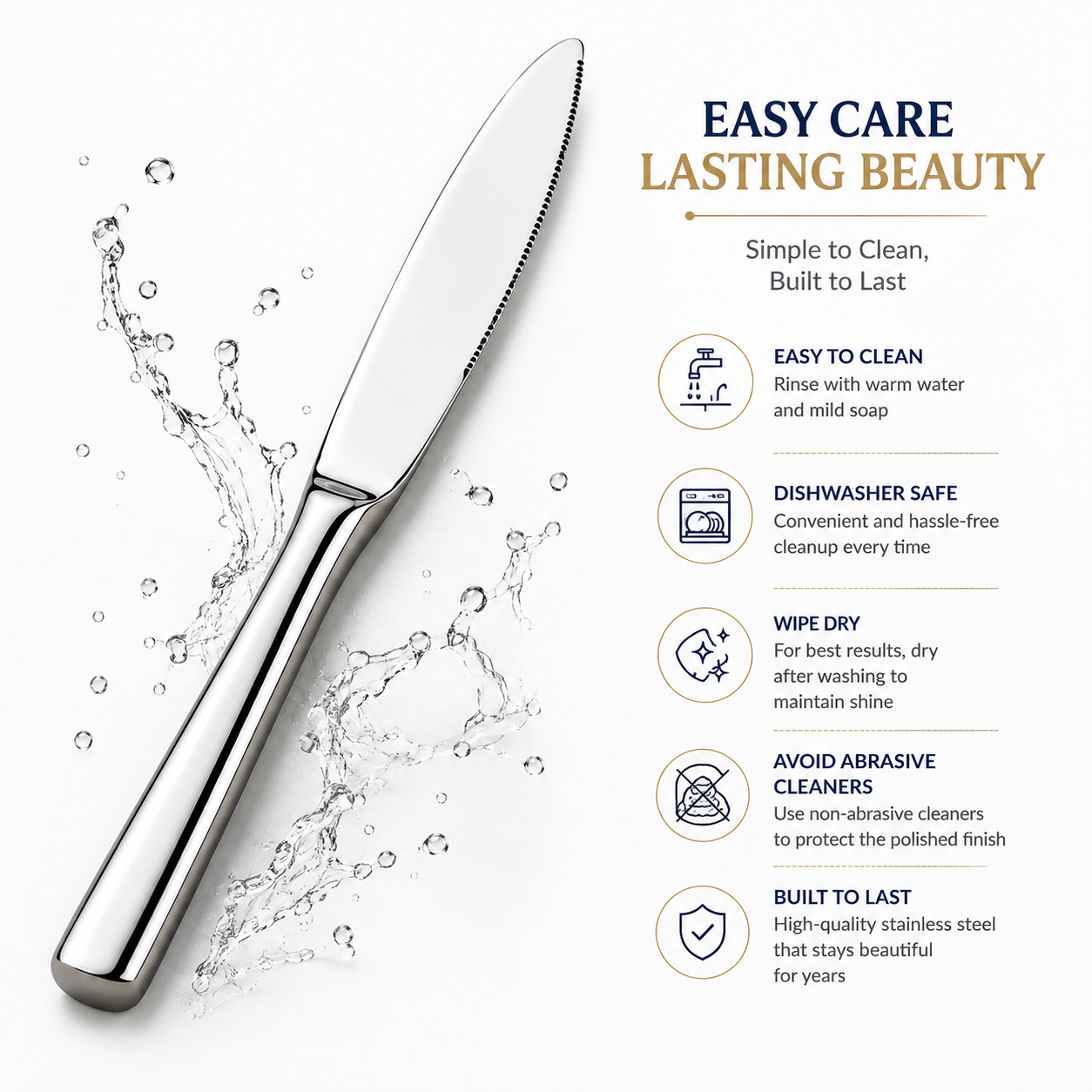 Culinex Stainless Steel 8.5" Premium Knife Set of 2 for Dining Table, Kitchen | Rustproof Dinner Knives, Silver Flatware by thinKitchen (Essen)