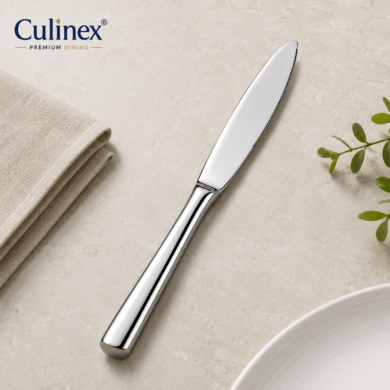 Culinex Stainless Steel 8.5" Premium Knife Set of 2 for Dining Table, Kitchen | Rustproof Dinner Knives, Silver Flatware by thinKitchen (Essen)