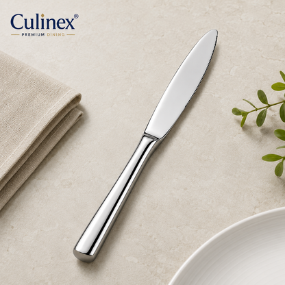 Culinex Stainless Steel 8.5" Premium Knife Set of 2 for Dining Table, Kitchen | Rustproof Dinner Knives, Silver Flatware by thinKitchen (Essen)