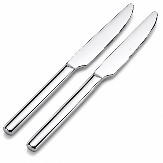 Culinex Stainless Steel 8.5" Premium Knife Set of 2 for Dining Table, Kitchen | Rustproof Dinner Knives, Silver Flatware by thinKitchen (Queen)