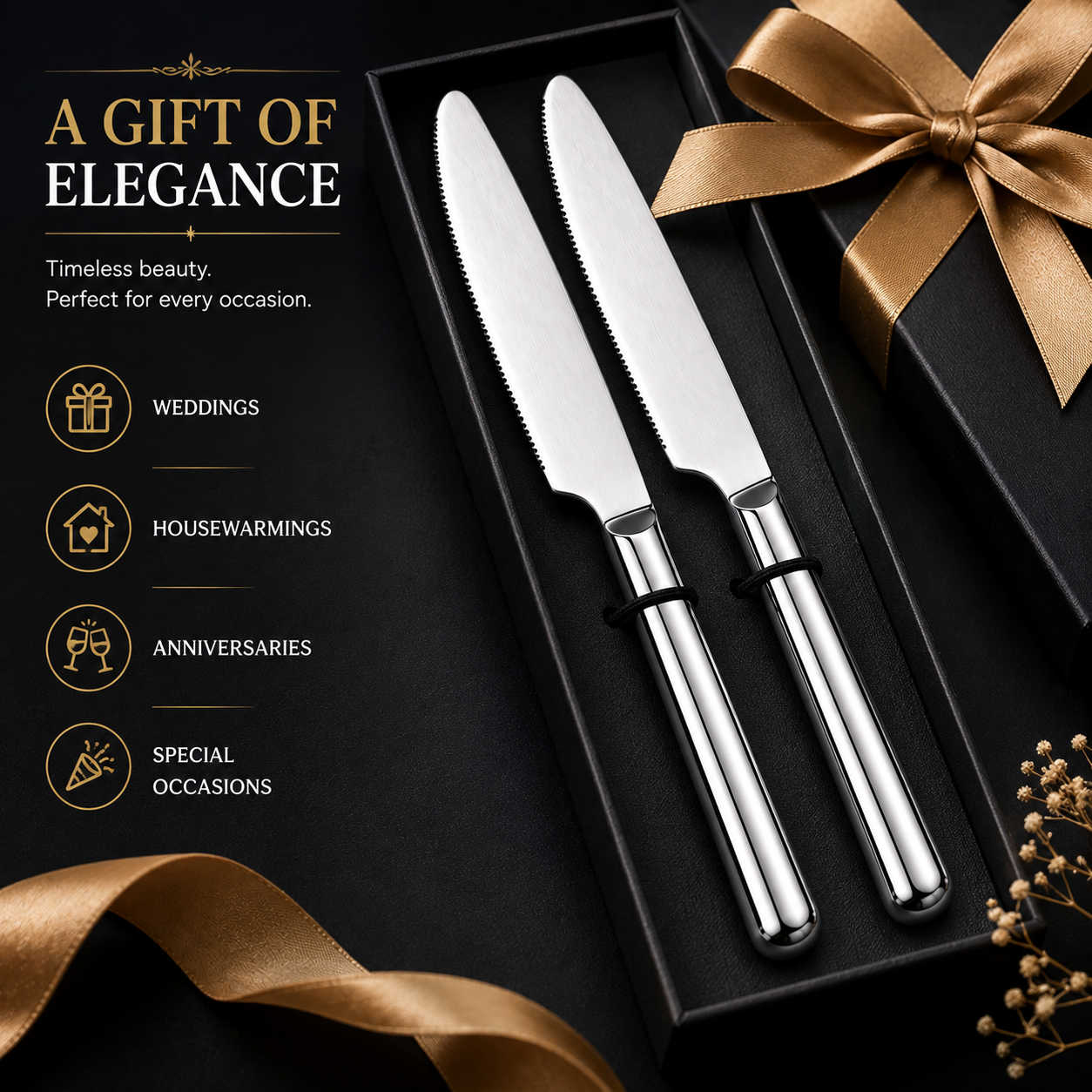 Culinex Stainless Steel 8.5" Premium Knife Set of 2 for Dining Table, Kitchen | Rustproof Dinner Knives, Silver Flatware by thinKitchen (Peru) - 4