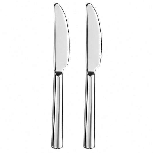 Culinex Stainless Steel 8.5" Premium Knife Set of 2 for Dining Table, Kitchen | Rustproof Dinner Knives, Silver Flatware by thinKitchen (Peru)