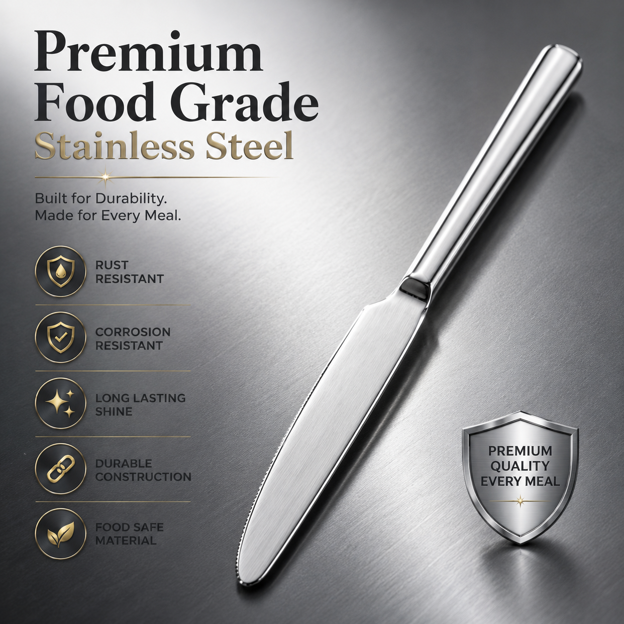 Culinex Stainless Steel 8.5" Premium Knife Set of 2 for Dining Table, Kitchen | Rustproof Dinner Knives, Silver Flatware by thinKitchen (Peru) - 3