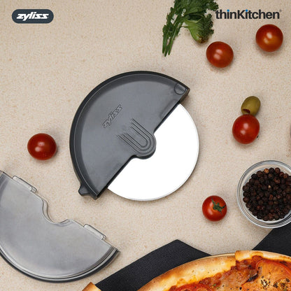 Premium Stainless Steel Pizza Cutter Wheel with Blade Cover | Sharp Pizza Cutter for Thin & Thick Crusts | Ergonomic Handle, Dishwasher Safe Kitchen Tool for Pies, Pastry