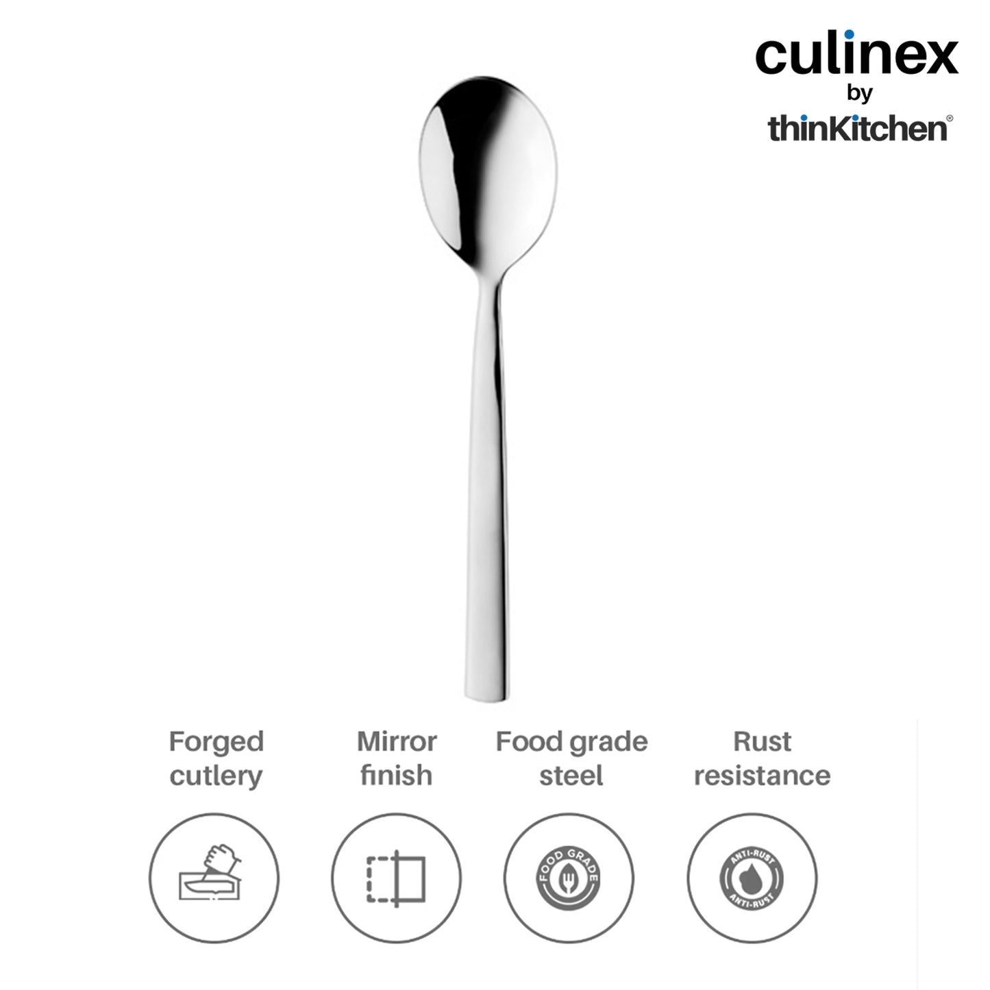 Culinex by thinKitchen|Essen Stainless Steel Dinner Spoon,  Set of 6