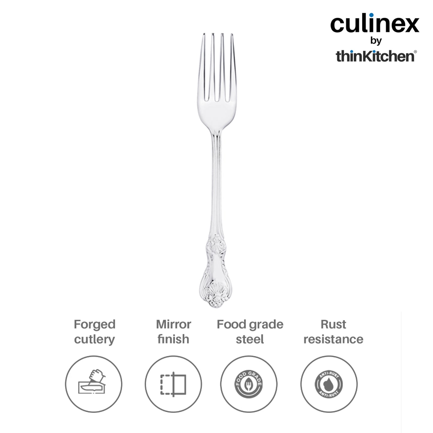 Culinex by thinKitchen|Fest 18/8 Stainless Steel Dessert Fork,  Set of 6