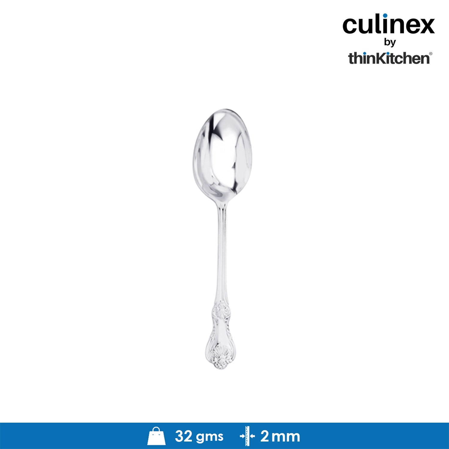 Culinex by thinKitchen|Fest 18/8 Stainless Steel Dessert Spoon,  Set of 6 - 3