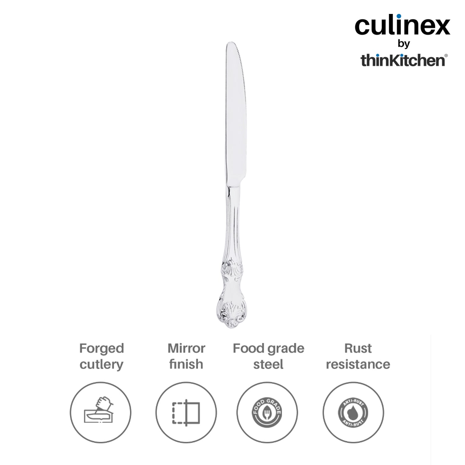Culinex by thinKitchen|Fest 18/8 Stainless Steel Table Knife,  Set of 2 - 4