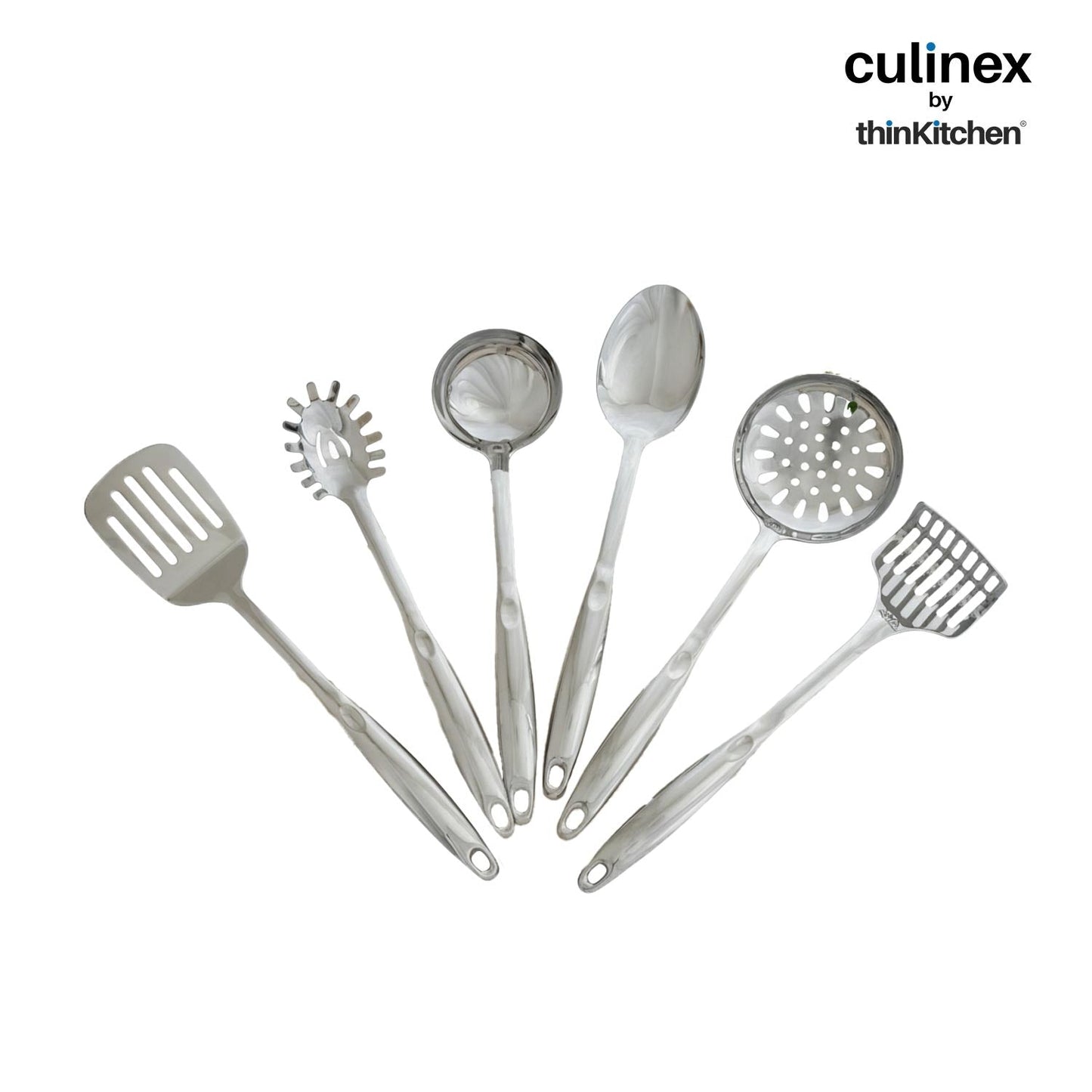 Set of kitchen utensils with 'culinex by thinKitchen' branding on a white background