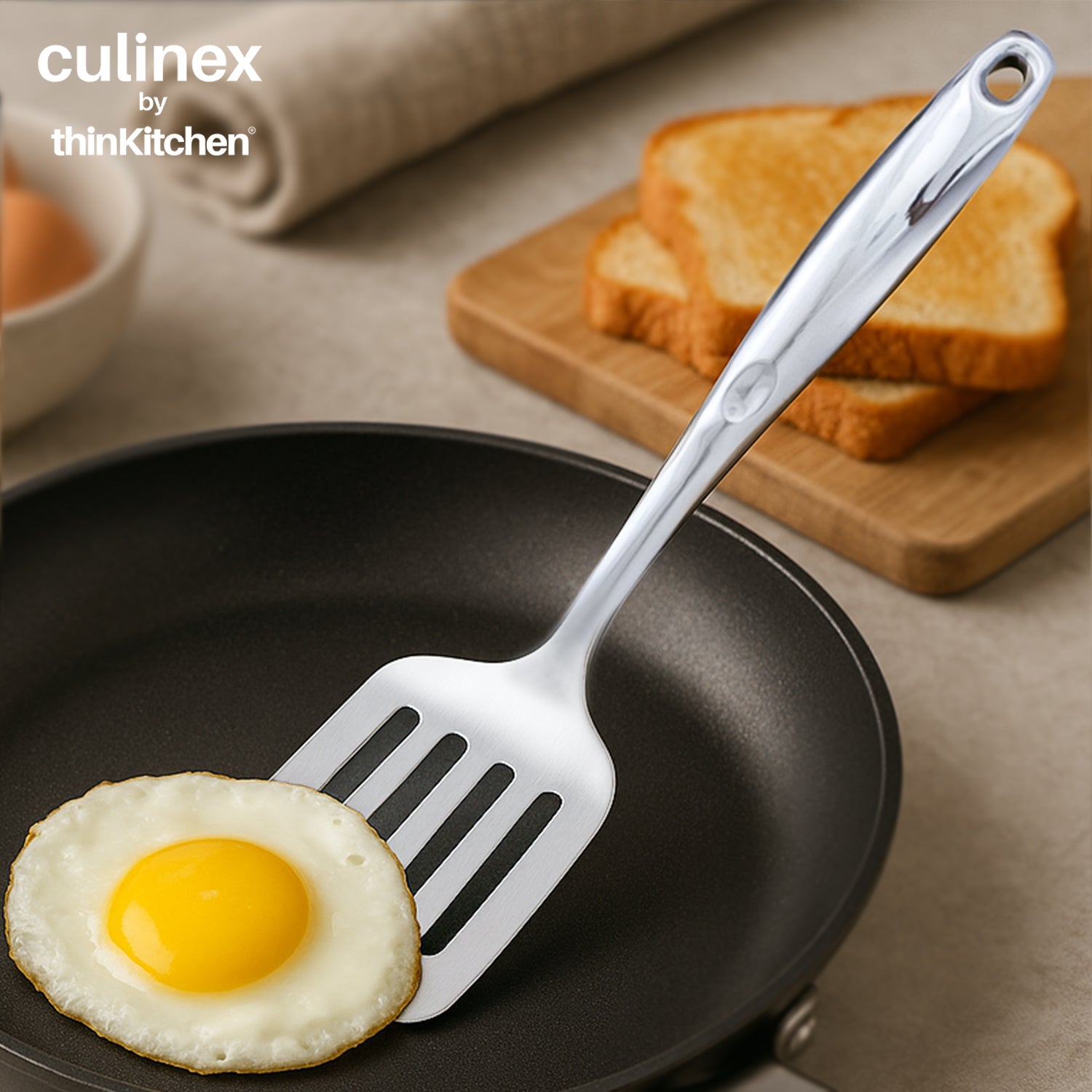 Culinex by thinKitchen| Harmony 18/8 Stainless Steel Hollow Handle Slotted Turner, - 1