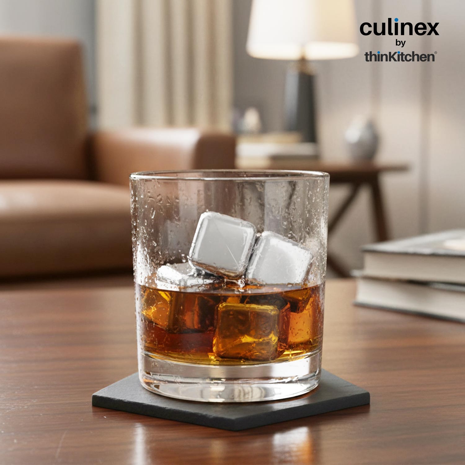 Culinex by thinKitchen Ice Cube Set of 4 | Reusable Stainless Steel Chilling Cubes | Odorless, Tasteless & Food-Grade | With Storage Box | Perfect for Whiskey, Cocktails & Cold Beverages - 1
