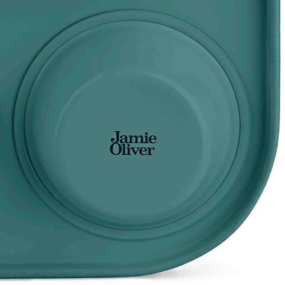 Jamie Oliver Non-Stick Bakeware combo set: Baking Sheet (Atlantic Green) x 12 Hole muffin Tin x Mini Springform Cake Tin (Set of 4)