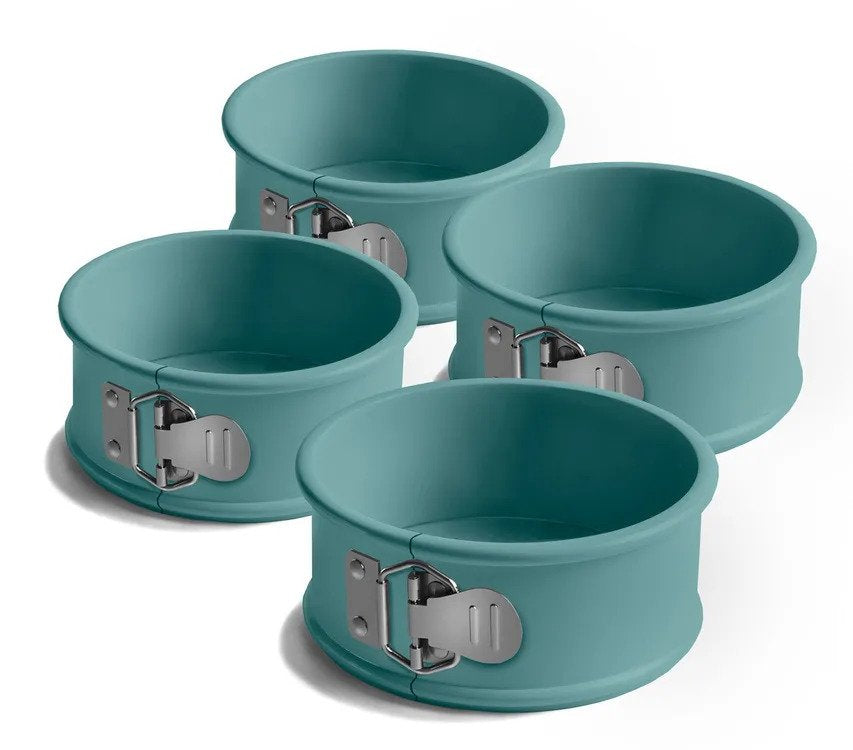 Jamie Oliver Non-Stick Bakeware combo set: Baking Sheet (Atlantic Green) x 12 Hole muffin Tin x Mini Springform Cake Tin (Set of 4)