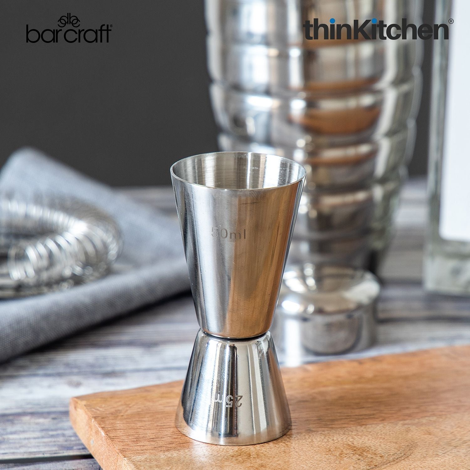 BarCraft Stainless Steel Dual Spirit Measure Cup - 2
