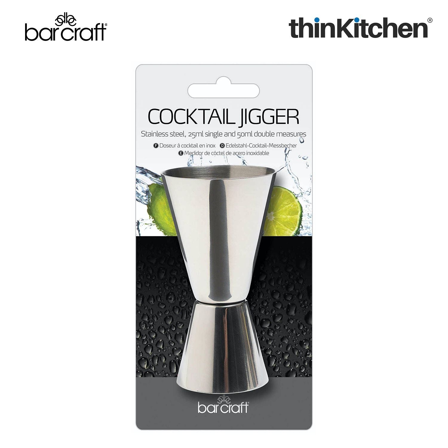 BarCraft Stainless Steel Dual Spirit Measure Cup - 5