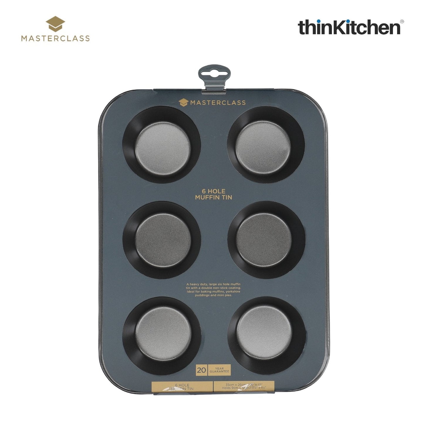 Masterclass Non-Stick Bake Pro Set: American Muffin Pan x Spring Form Loose Base Cake Pan (20cm) combo set