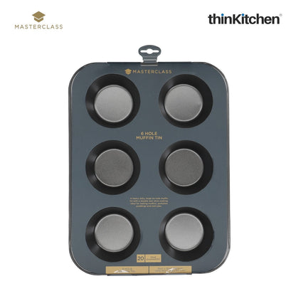 Masterclass Non-Stick Bake Pro Set: American Muffin Pan x Spring Form Loose Base Cake Pan (20cm) combo set