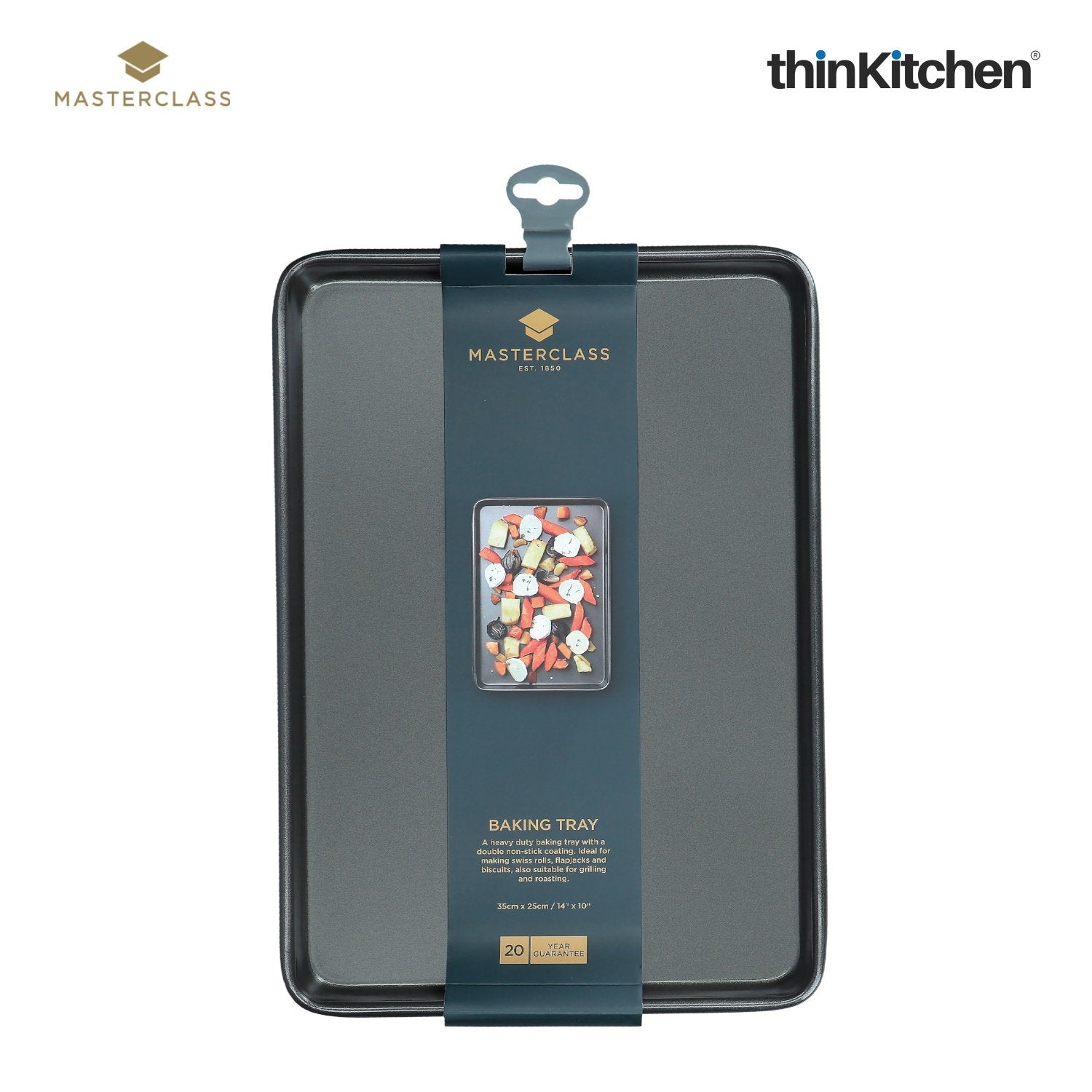 Masterclass Baker's Combo: Non-Stick 2-in-1 Divided Crisping Tray / Ridged Baking Tray x Double Layered Baking Sheet - 14