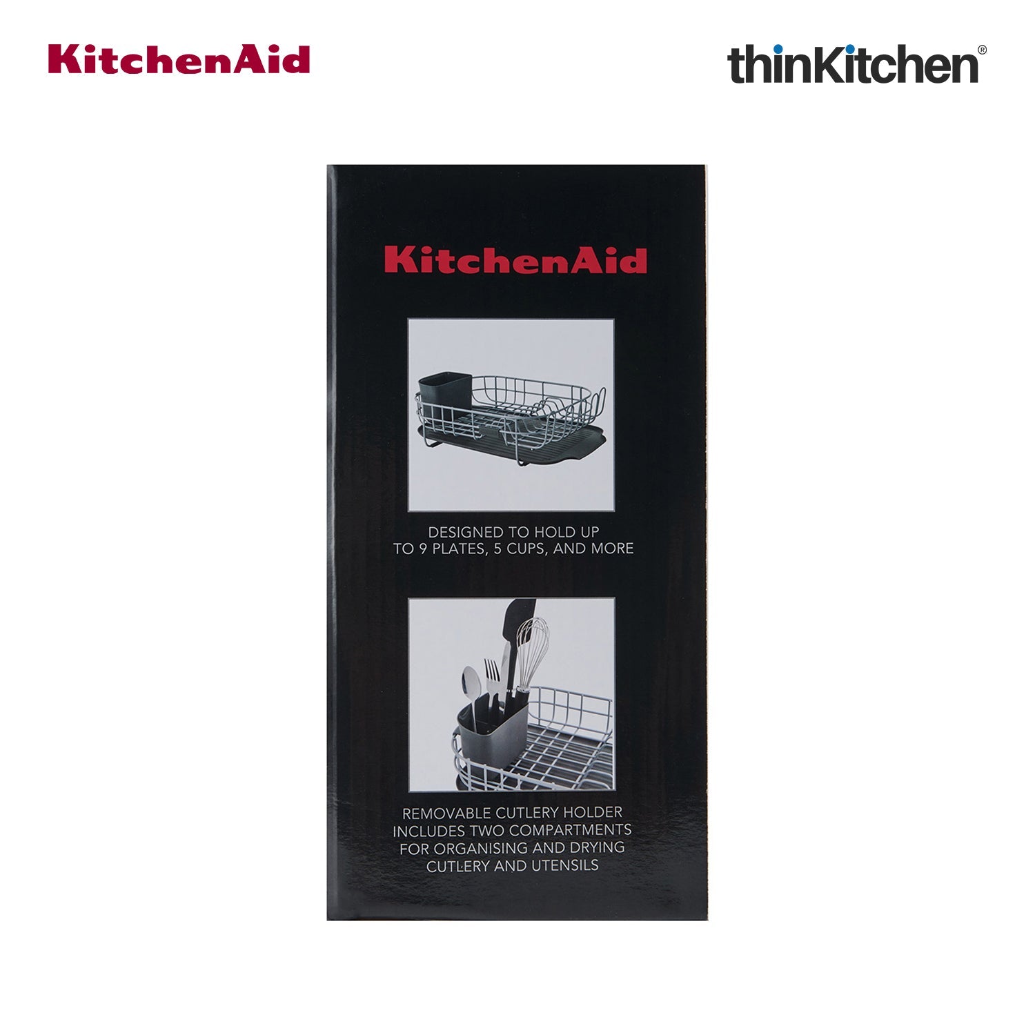 KitchenAid Premium Low Profile Stainless Steel Dish Drying Rack - Grey, Space-Saving Dish Drainer with Cutlery Caddy, Non-Slip Feet, Kitchen Counter Dish Rack (44.6 x 32 x 15.9 cms) - 6