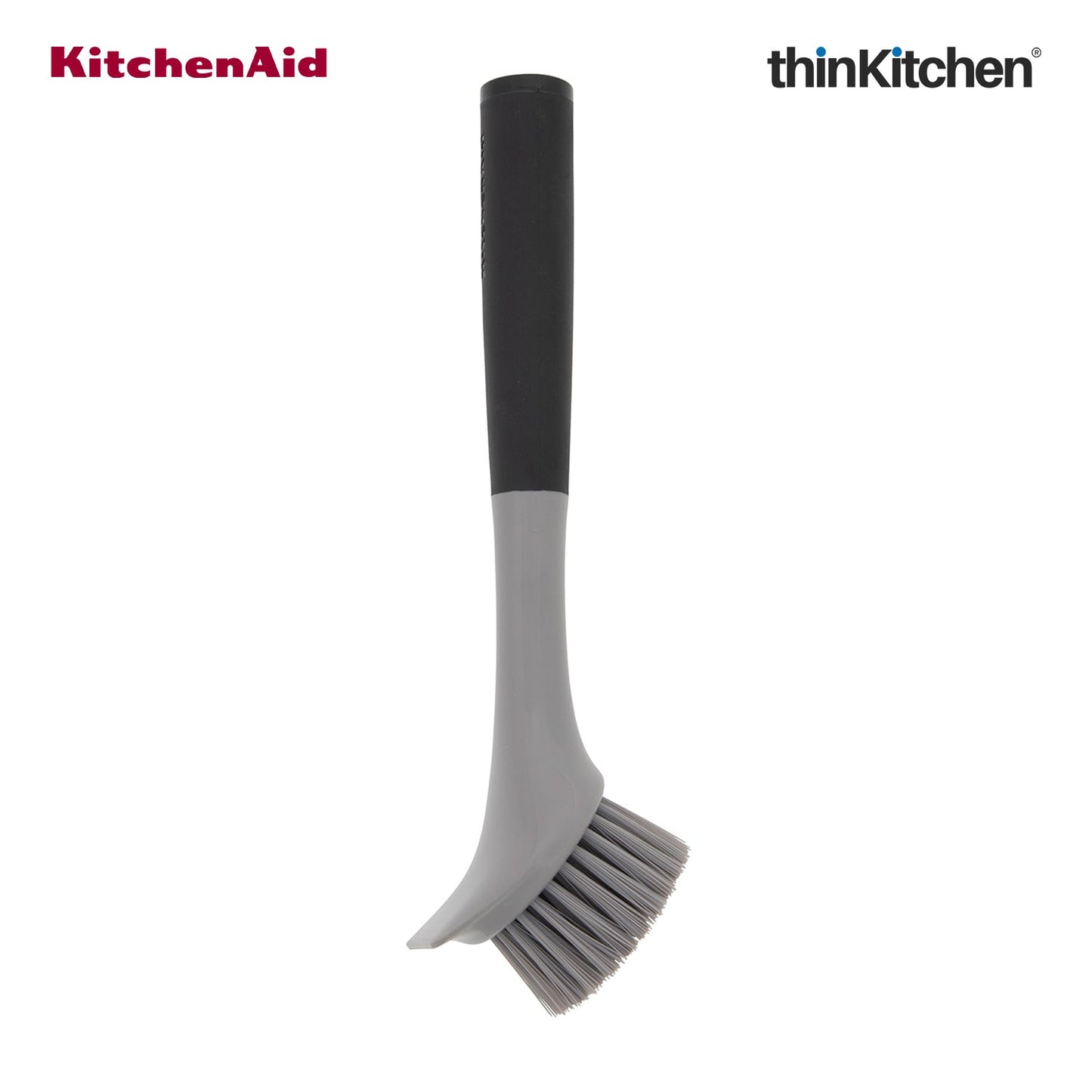 KitchenAid Premium Cast Iron Cleaning Sink Brush, Grey, Stiff Nylon Bristles, Non-Slip Handle, Dishwasher Safe Kitchen Cleaning Tool - Grey, 26cms