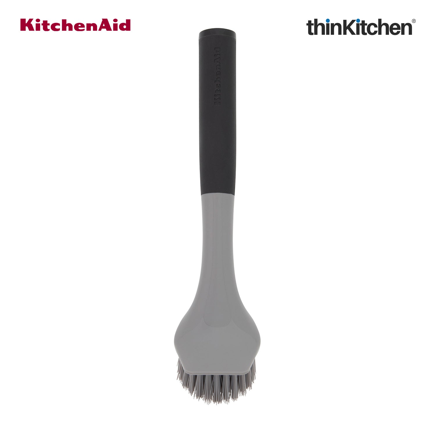 KitchenAid Premium Cast Iron Cleaning Sink Brush, Grey, Stiff Nylon Bristles, Non-Slip Handle, Dishwasher Safe Kitchen Cleaning Tool - Grey, 26cms - 1
