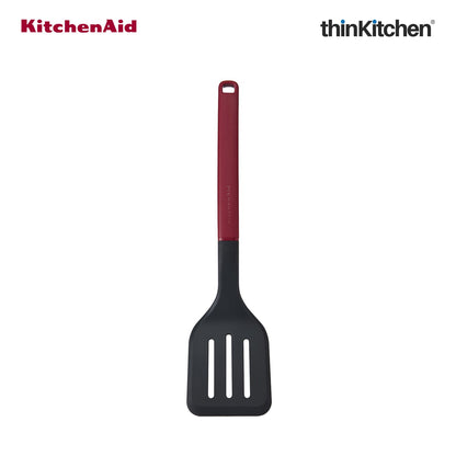 KitchenAid Premium Slotted Turner Spatula, Heat Resistant Nylon Cooking Utensil, Non-Stick Safe for Dosa, Pancakes, Omlettes, Eggs - Empire Red, 34cms