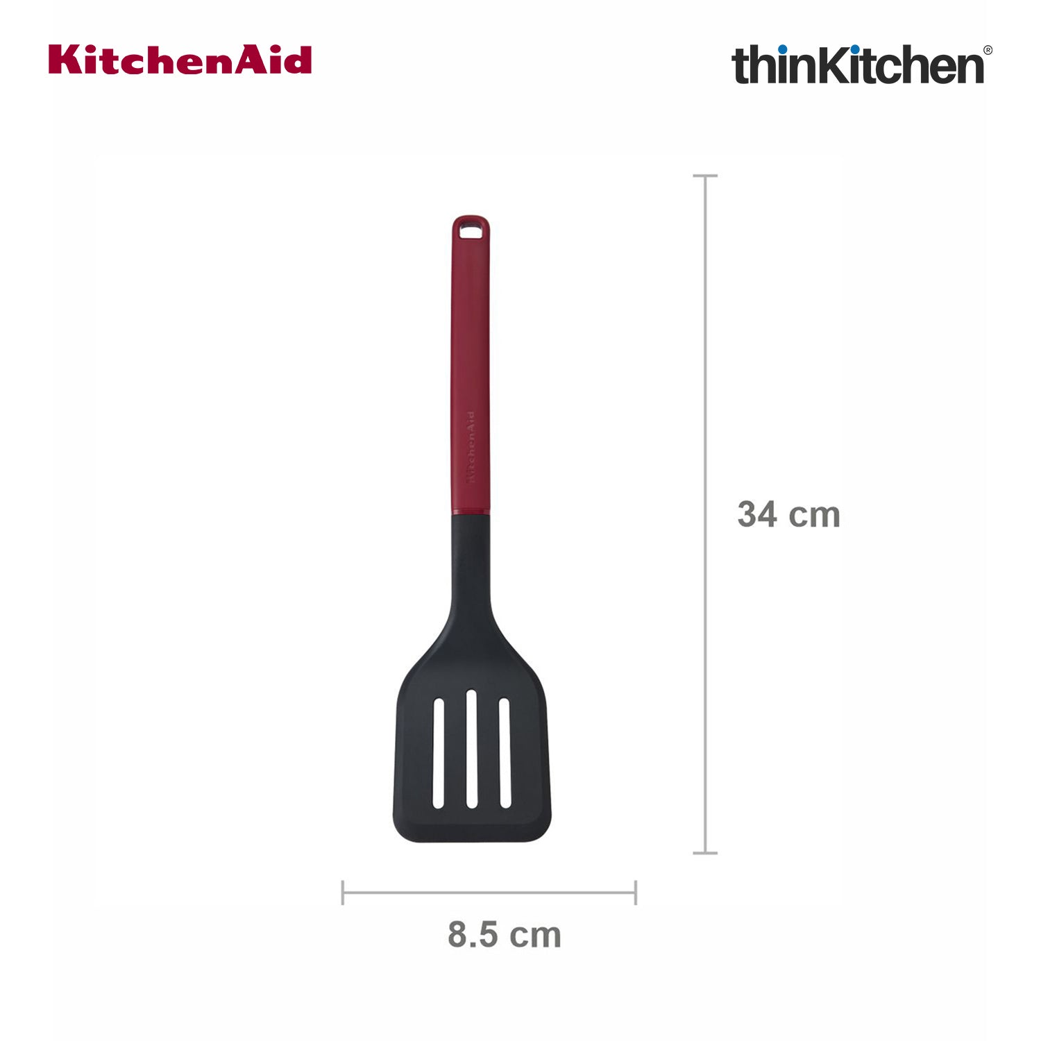 KitchenAid Premium Slotted Turner Spatula, Heat Resistant Nylon Cooking Utensil, Non-Stick Safe for Dosa, Pancakes, Omlettes, Eggs - Empire Red, 34cms - 3