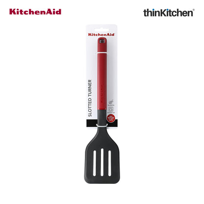 KitchenAid Premium Slotted Turner Spatula, Heat Resistant Nylon Cooking Utensil, Non-Stick Safe for Dosa, Pancakes, Omlettes, Eggs - Empire Red, 34cms