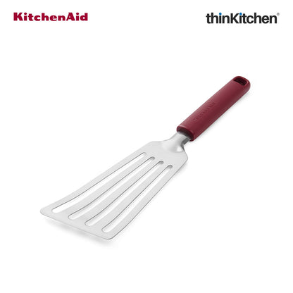 KitchenAid Premium Flexible Turner Spatula Heat Resistant Stainless Steel Cooking Utensil with Durable Handle, Dishwasher Safe Kitchen Tool - Empire Red, 31.5cms
