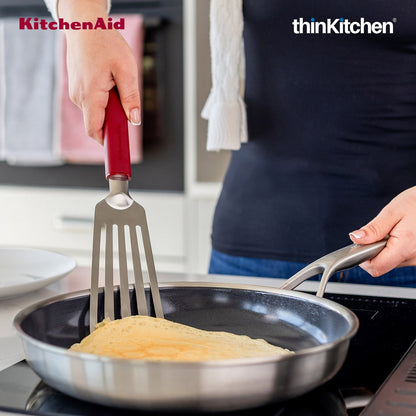 KitchenAid Premium Flexible Turner Spatula Heat Resistant Stainless Steel Cooking Utensil with Durable Handle, Dishwasher Safe Kitchen Tool - Empire Red, 31.5cms