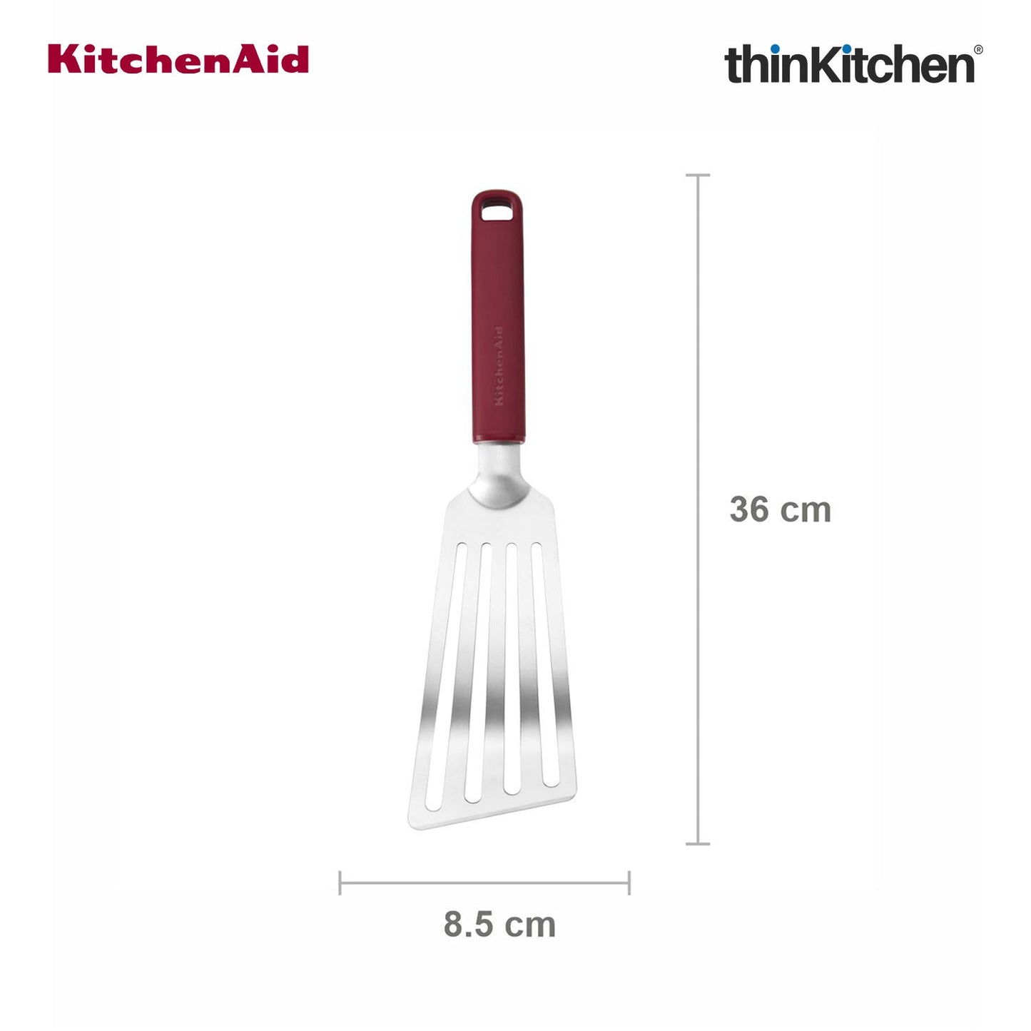 KitchenAid Premium Flexible Turner Spatula Heat Resistant Stainless Steel Cooking Utensil with Durable Handle, Dishwasher Safe Kitchen Tool - Empire Red, 31.5cms