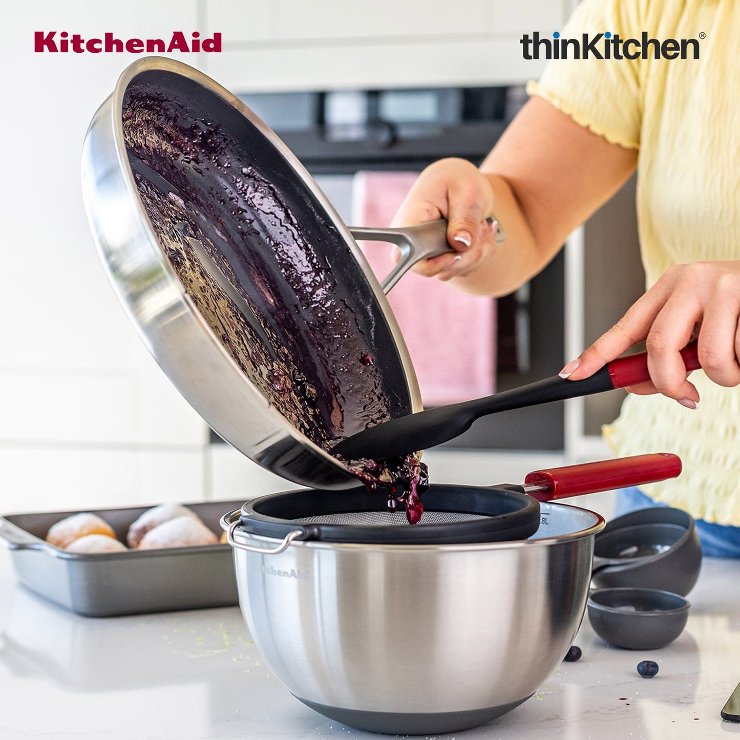 KitchenAid Premium Spoon Spatula Heat Resistant Silicone Multipurpose Cooking Utensil, Non-Stick Safe with Durable Handle - Empire Red, 30cms