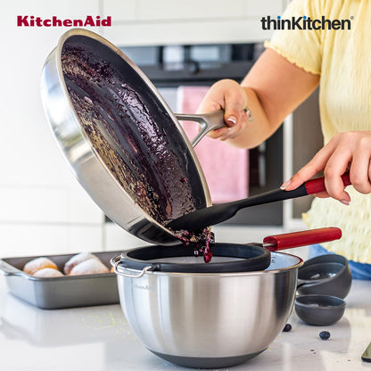 KitchenAid Premium Spoon Spatula Heat Resistant Silicone Multipurpose Cooking Utensil, Non-Stick Safe with Durable Handle - Empire Red, 30cms