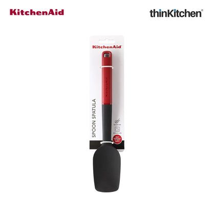 KitchenAid Premium Spoon Spatula Heat Resistant Silicone Multipurpose Cooking Utensil, Non-Stick Safe with Durable Handle - Empire Red, 30cms