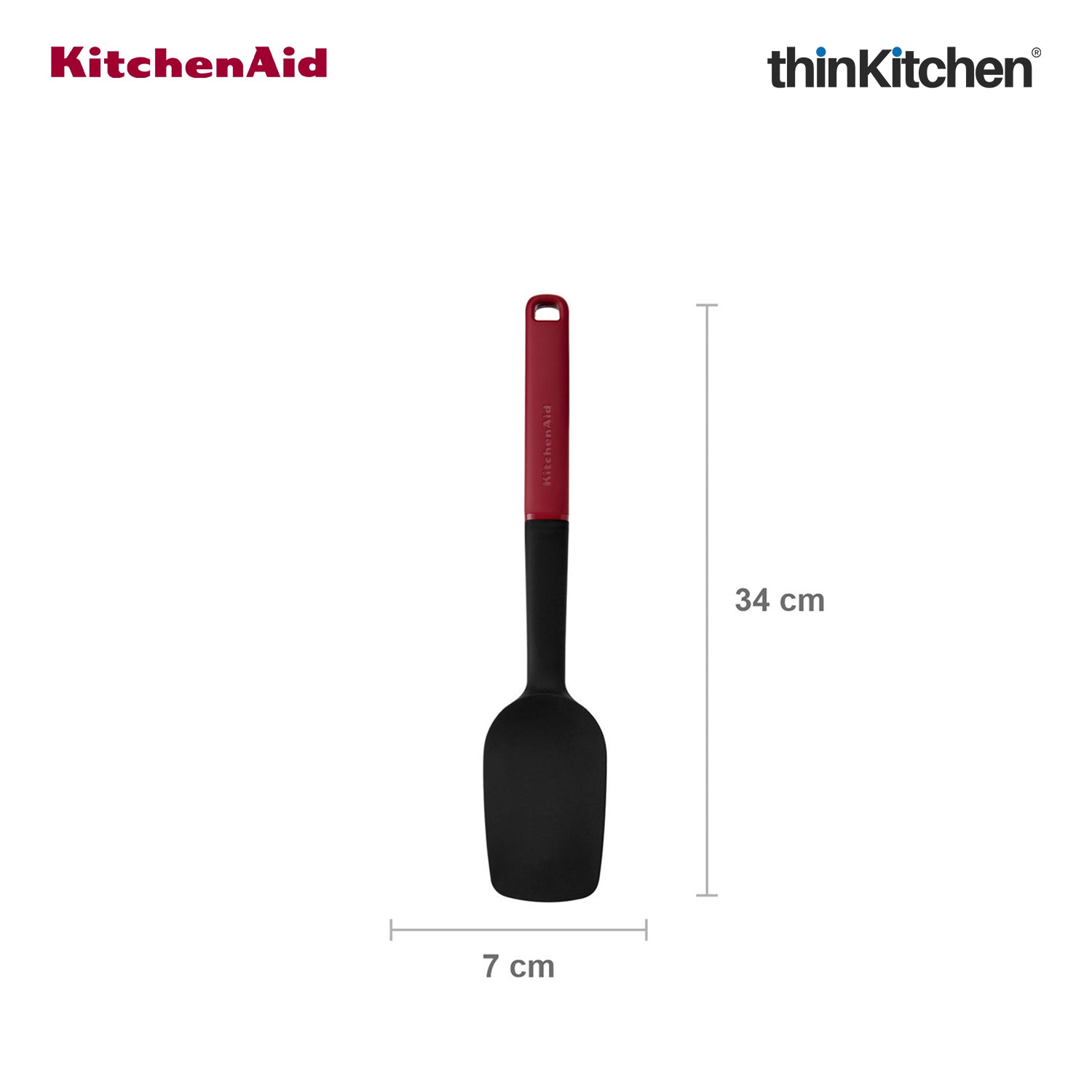 KitchenAid Premium Spoon Spatula Heat Resistant Silicone Multipurpose Cooking Utensil, Non-Stick Safe with Durable Handle - Empire Red, 30cms - 3
