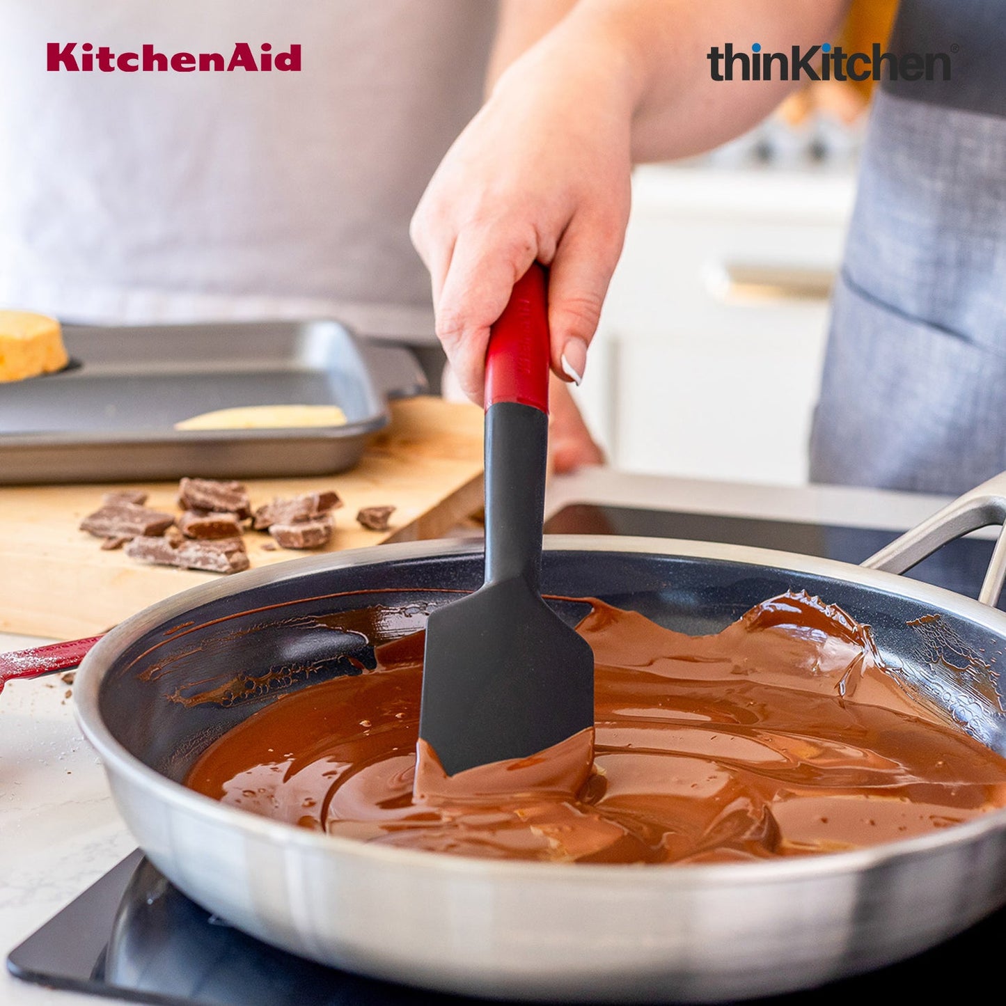 KitchenAid Premium Silicone Scraper Spatula, Heat Resistant, Non-Stick Safe Cooking Utensil, Baking and Mixing Spatula - Empire Red, 30cms