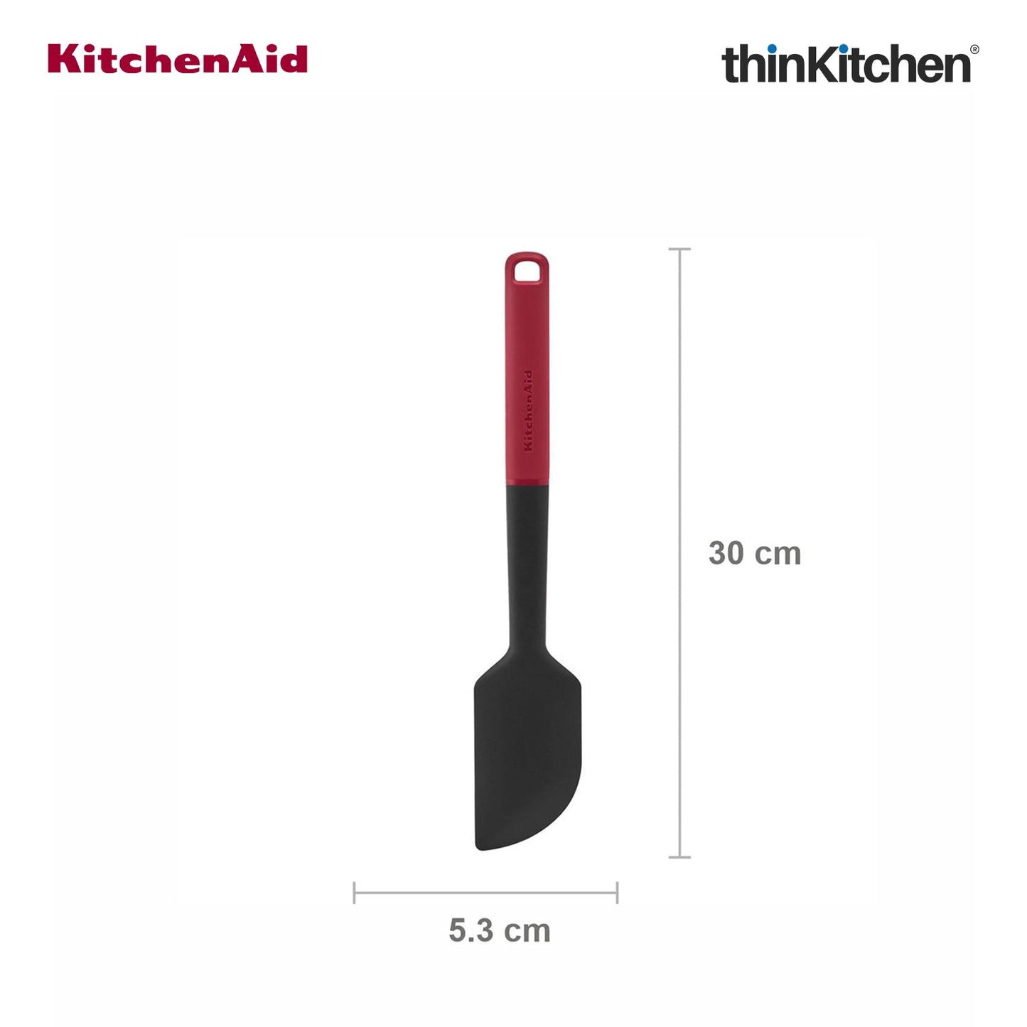 KitchenAid Premium Silicone Scraper Spatula, Heat Resistant, Non-Stick Safe Cooking Utensil, Baking and Mixing Spatula - Empire Red, 30cms