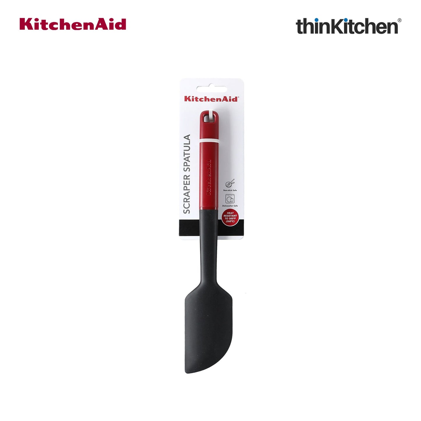 KitchenAid Premium Silicone Scraper Spatula, Heat Resistant, Non-Stick Safe Cooking Utensil, Baking and Mixing Spatula - Empire Red, 30cms