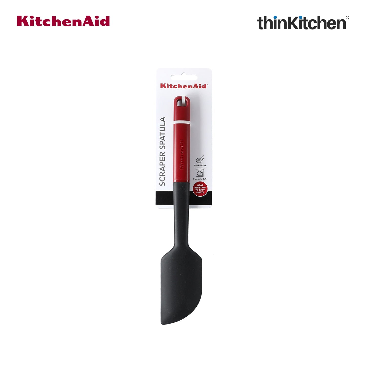 KitchenAid Premium Silicone Scraper Spatula, Heat Resistant, Non-Stick Safe Cooking Utensil, Baking and Mixing Spatula - Empire Red, 30cms - 3