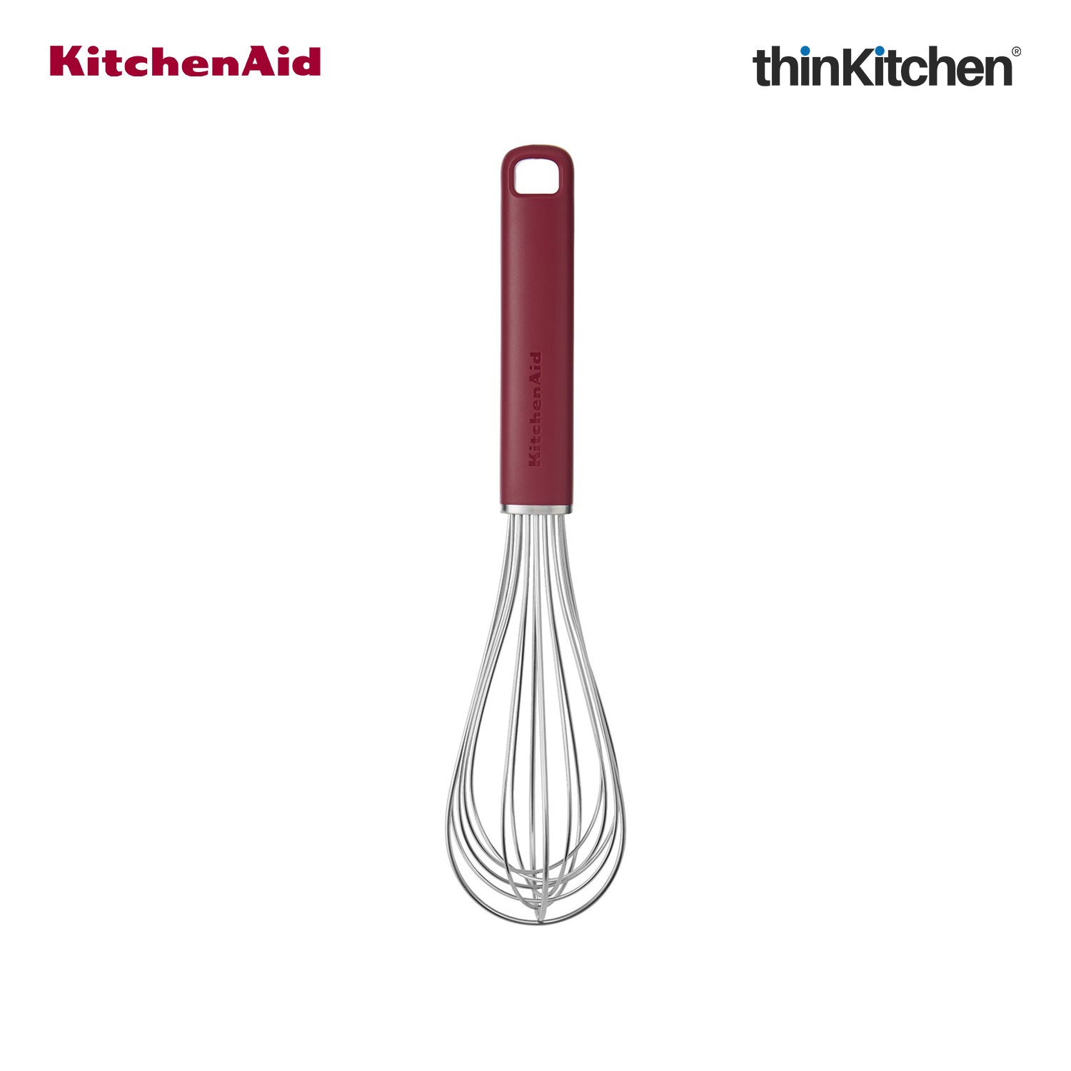 KitchenAid Premium Stainless Steel Whisk, Heat Resistant Cooking Utensil, Non-Stick Safe Kitchen Whisk for Sauces, Batters, Gravies, Baking -  Empire Red, 27 cms - 3